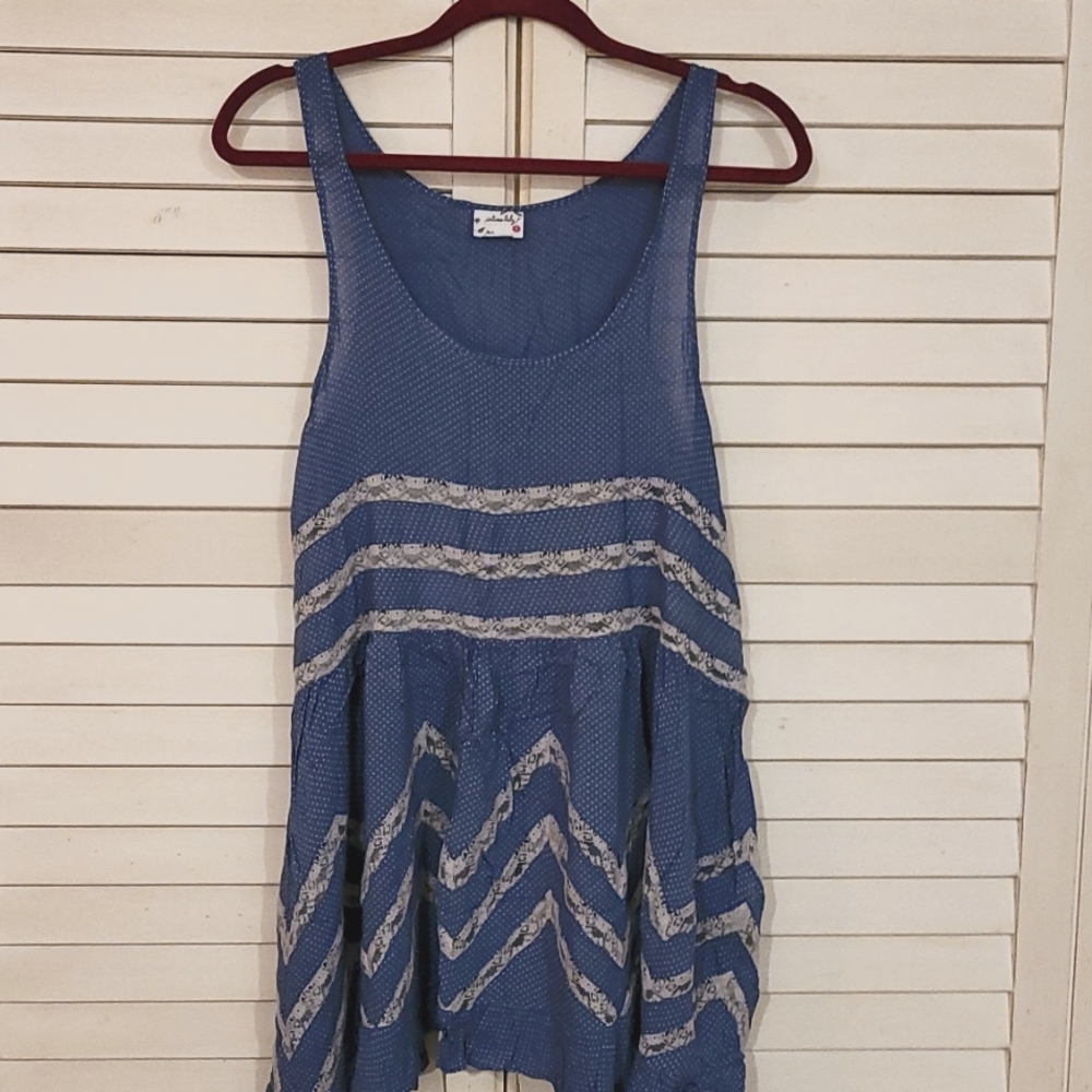 Free People blue dotted mini dress